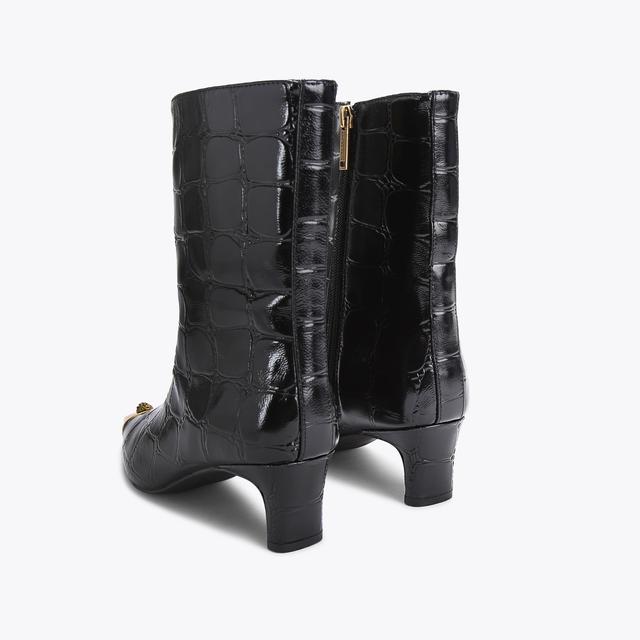 Carvela By Kurt Geiger REGENT ANKLE BOOT Black Croc Embossed Ankle Boot By KURT GEIGER LONDON