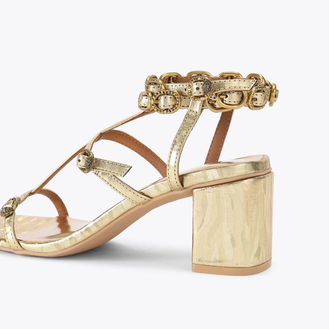 Carvela By Kurt Geiger REGENT BLOCK GLADIATOR Metallic Gold Leather Heel By KURT GEIGER LONDON