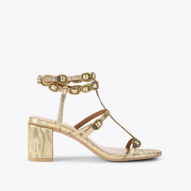 carvela by kurt geiger REGENT BLOCK GLADIATOR Metallic Gold Leather Heel by KURT GEIGER LONDON