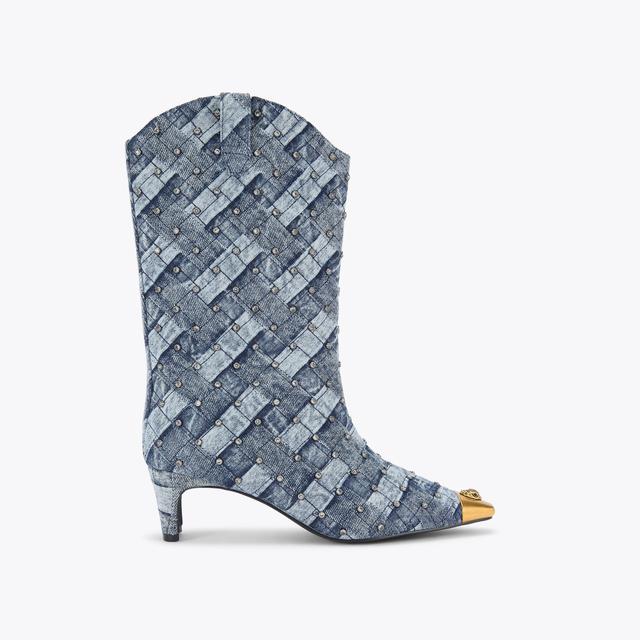 carvela by kurt geiger REGENT CRYSTAL BOOT Blue Denim Heeled Boot by KURT GEIGER LONDON
