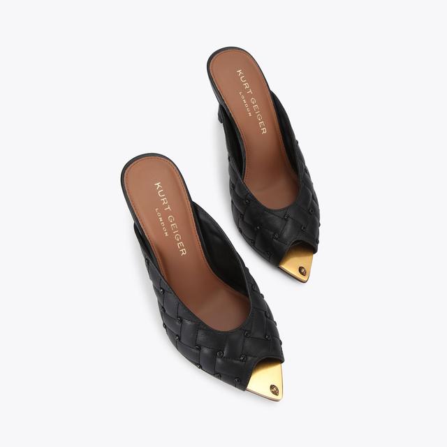 Carvela By Kurt Geiger REGENT CRYSTAL POINT MULE Black Leather Mule Heel By KURT GEIGER LONDON
