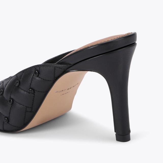 Carvela By Kurt Geiger REGENT CRYSTAL POINT MULE Black Leather Mule Heel By KURT GEIGER LONDON