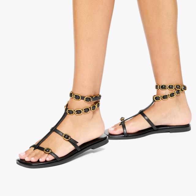 Carvela By Kurt Geiger REGENT FLAT GLADIATOR Black Leather Sandal By KURT GEIGER LONDON