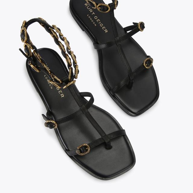 Carvela By Kurt Geiger REGENT FLAT GLADIATOR Black Leather Sandal By KURT GEIGER LONDON