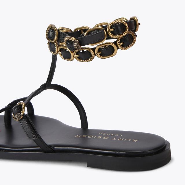 Carvela By Kurt Geiger REGENT FLAT GLADIATOR Black Leather Sandal By KURT GEIGER LONDON