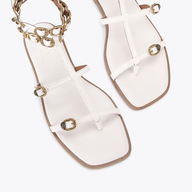 Carvela By Kurt Geiger REGENT FLAT GLADIATOR White Leather Sandal By KURT GEIGER LONDON
