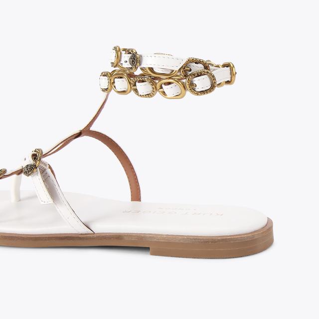 Carvela By Kurt Geiger REGENT FLAT GLADIATOR White Leather Sandal By KURT GEIGER LONDON