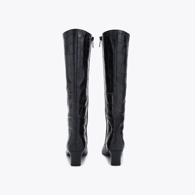 Carvela By Kurt Geiger REGENT KNEE BOOT Black Croc Knee High Boot By KURT GEIGER LONDON