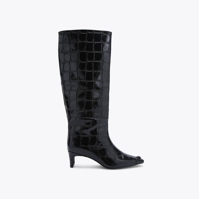 carvela by kurt geiger REGENT KNEE BOOT Black Croc Knee High Boot by KURT GEIGER LONDON
