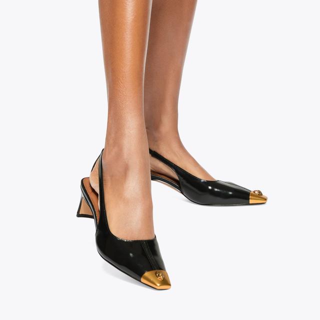 Carvela By Kurt Geiger REGENT LOW OPEN COURT Black Patent Slingback Heel By KURT GEIGER LONDON