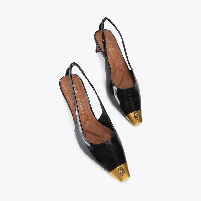 Carvela By Kurt Geiger REGENT LOW OPEN COURT Black Patent Slingback Heel By KURT GEIGER LONDON