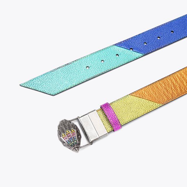 Carvela By Kurt Geiger REVERSIBLE 38 EAGLE BELT Rainbow Stripe Leather Belt By KURT GEIGER LONDON