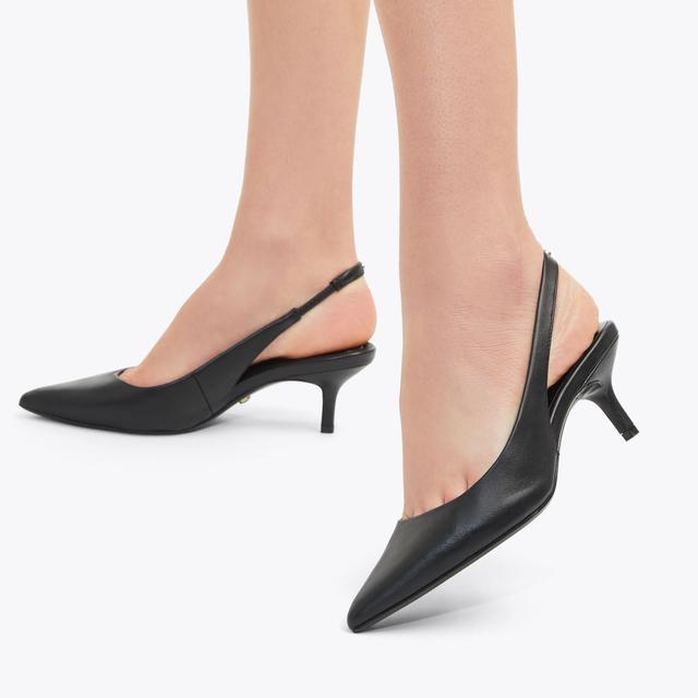 Carvela By Kurt Geiger RIVA SLING Black Lather Slingback Heels By CARVELA