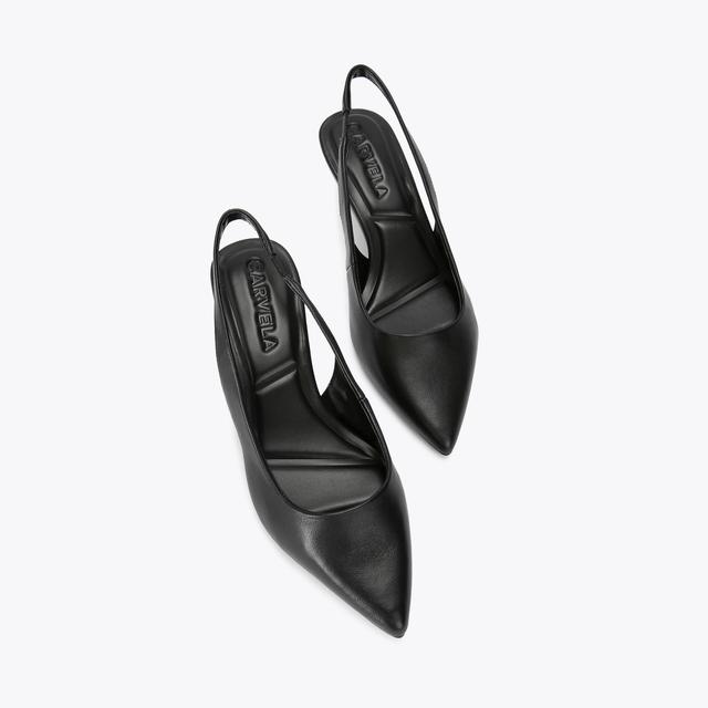 Carvela By Kurt Geiger RIVA SLING Black Lather Slingback Heels By CARVELA