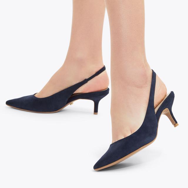 Carvela By Kurt Geiger RIVA SLING Navy Suede Slingback Heels By CARVELA