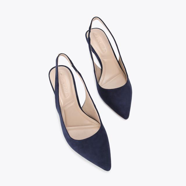 Carvela By Kurt Geiger RIVA SLING Navy Suede Slingback Heels By CARVELA