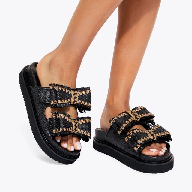 Carvela By Kurt Geiger ROBBIE Black Raffia Sandal By KG KURT GEIGER