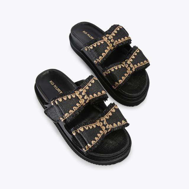 Carvela By Kurt Geiger ROBBIE Black Raffia Sandal By KG KURT GEIGER