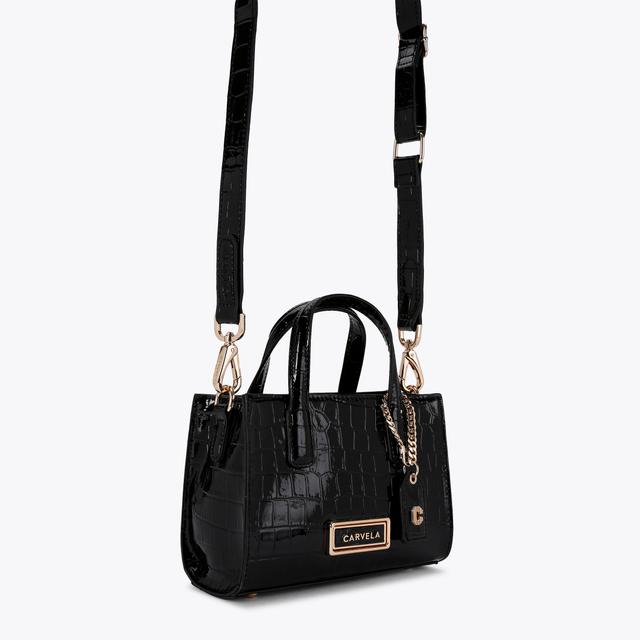 Carvela By Kurt Geiger ROMA CROSSBODY Black Croc Patent Cross Body Bag By CARVELA