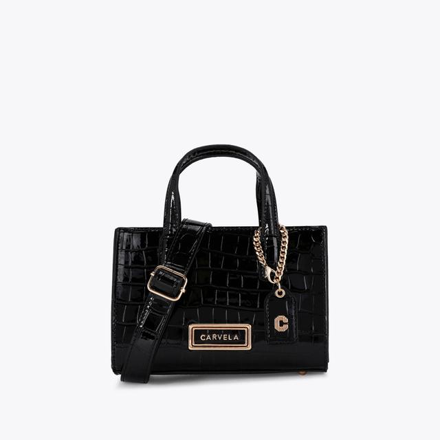 carvela by kurt geiger ROMA CROSSBODY Black Croc Patent Cross Body Bag by CARVELA
