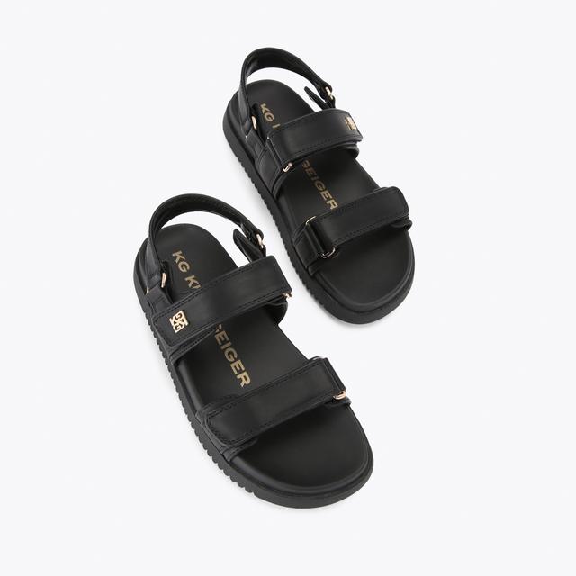 Carvela By Kurt Geiger RORY2 Black Velcro Sandals By KG KURT GEIGER