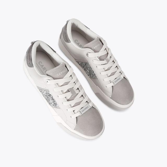Carvela By Kurt Geiger SANTIANA SNEAKER Grey Sequin Trainer By CARVELA