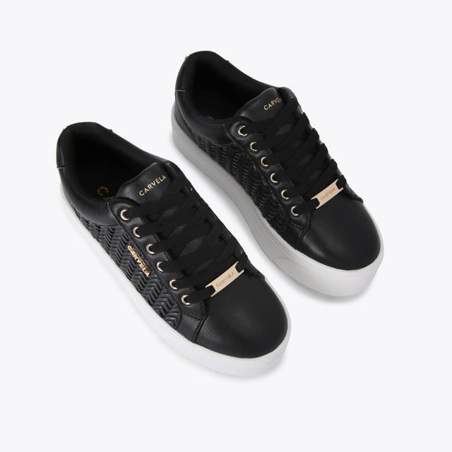 Carvela By Kurt Geiger SARDINIA SNEAKER Black Woven Lace Up Trainer By CARVELA