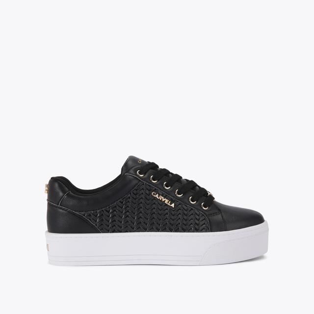 carvela by kurt geiger SARDINIA SNEAKER Black Woven Lace Up Trainer by CARVELA