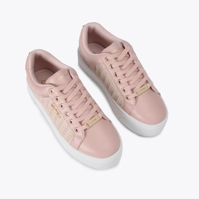 Carvela By Kurt Geiger SARDINIA SNEAKER Pink Woven Lace Up Trainer By CARVELA