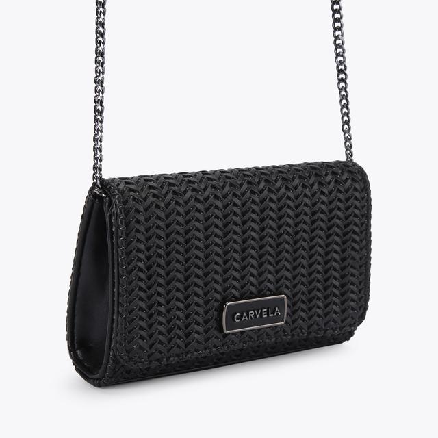 Carvela By Kurt Geiger SARDINIA WEAVE CLUTCH Black Woven Clutch Bag By CARVELA