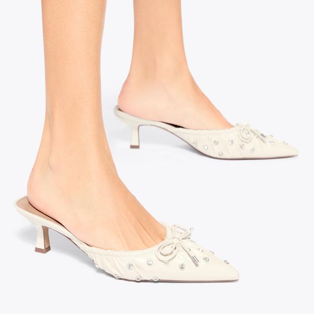 Carvela By Kurt Geiger SAYLOR STUD Bone Kitten Mule Heel By KG KURT GEIGER