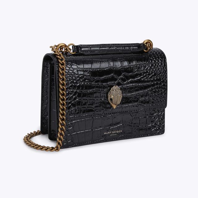 Carvela By Kurt Geiger SHOREDITCH CROSS BODY Black Croc Print Cross Body Bag By KURT GEIGER LONDON