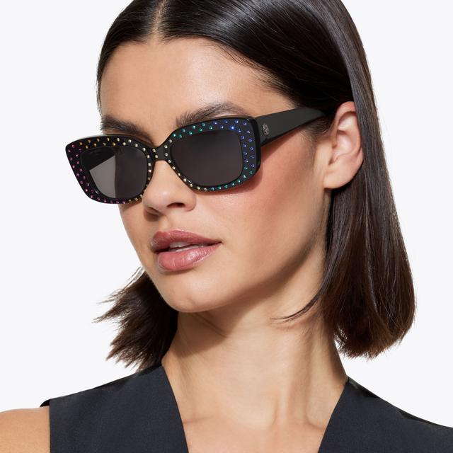 Carvela By Kurt Geiger SHOREDITCH GEM RECTANGLE Black Crystal Sunglasses By KURT GEIGER LONDON