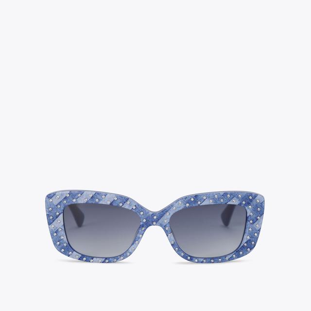 carvela by kurt geiger SHOREDITCH GEM RECTANGLE Blue Denim Weave Sunglasses by KURT GEIGER LONDON