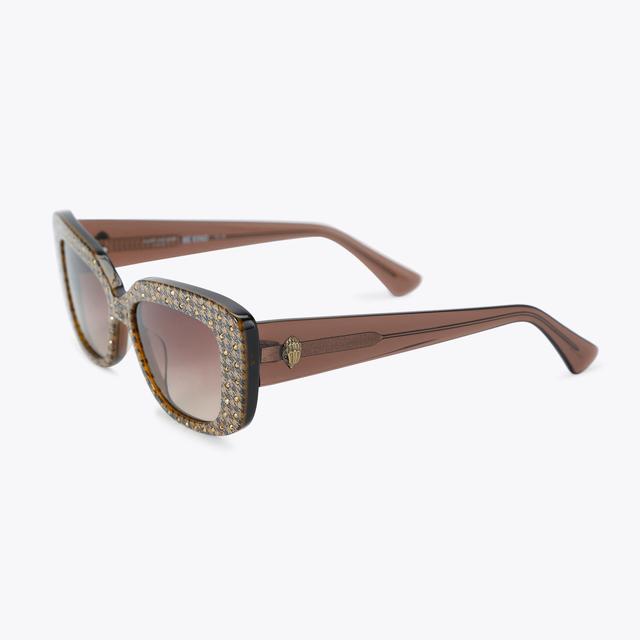 Carvela By Kurt Geiger SHOREDITCH GEM RECTANGLE Houndstooth Crystal Sunglasses By KURT GEIGER LONDON