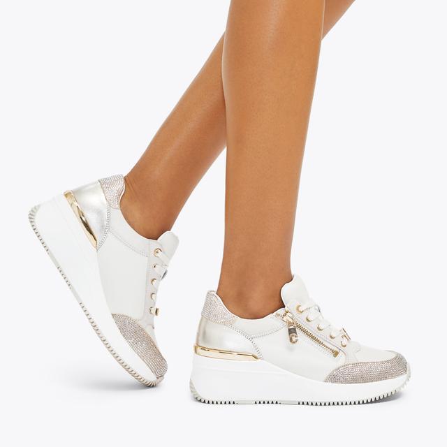 Carvela By Kurt Geiger SKYLINE WEDGE SNEAKER Bone Lace Up Trainer By CARVELA