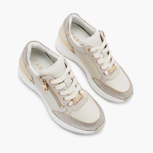 Carvela By Kurt Geiger SKYLINE WEDGE SNEAKER Bone Lace Up Trainer By CARVELA