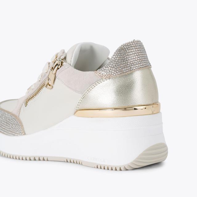 Carvela By Kurt Geiger SKYLINE WEDGE SNEAKER Bone Lace Up Trainer By CARVELA