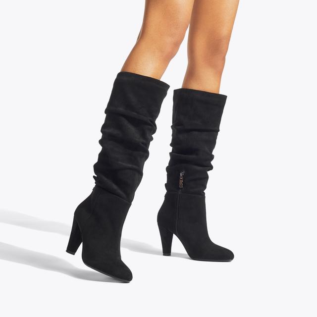 Carvela By Kurt Geiger SLINKY KNEE Black Knee High Scrunch Boot By KG KURT GEIGER