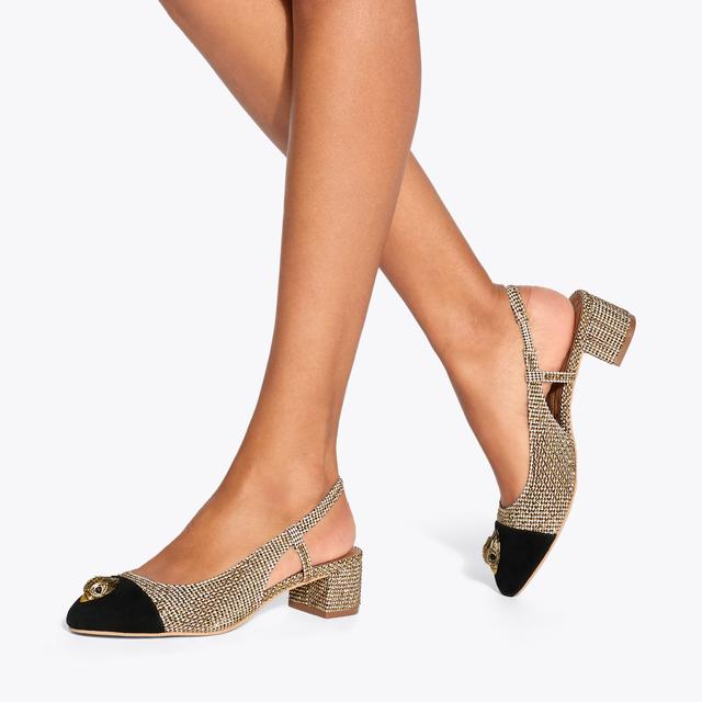 Carvela By Kurt Geiger SLOANE MID SLINGBACK Beige Houndstooth Heels By KURT GEIGER LONDON