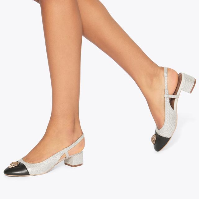 Carvela By Kurt Geiger SLOANE MID SLINGBACK Metallic Silver Slingback Heel By KURT GEIGER LONDON
