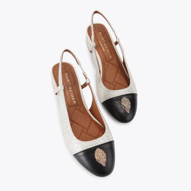 Carvela By Kurt Geiger SLOANE MID SLINGBACK Metallic Silver Slingback Heel By KURT GEIGER LONDON