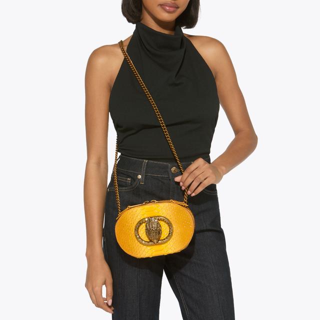 Carvela By Kurt Geiger SM CHELSEA CAMERA BAG Mustard Lizard Leather Camera Bag By KURT GEIGER LONDON