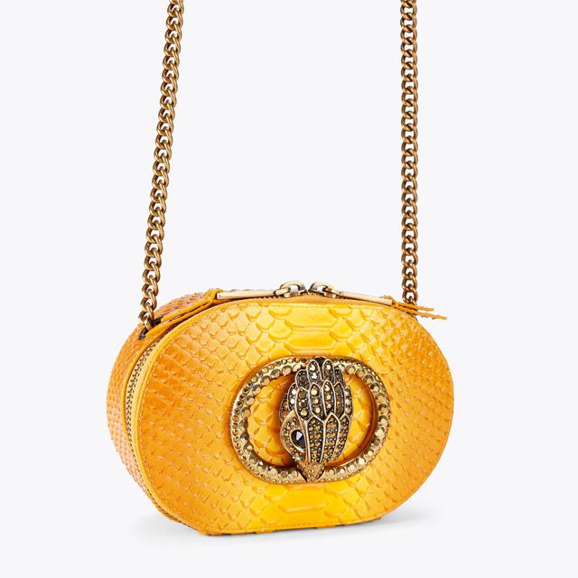 Carvela By Kurt Geiger SM CHELSEA CAMERA BAG Mustard Lizard Leather Camera Bag By KURT GEIGER LONDON