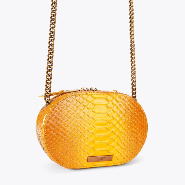 Carvela By Kurt Geiger SM CHELSEA CAMERA BAG Mustard Lizard Leather Camera Bag By KURT GEIGER LONDON