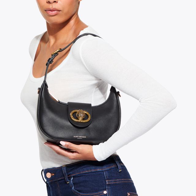 Carvela By Kurt Geiger SM CHELSEA HOBO Black Leather Hobo Bag By KURT GEIGER LONDON