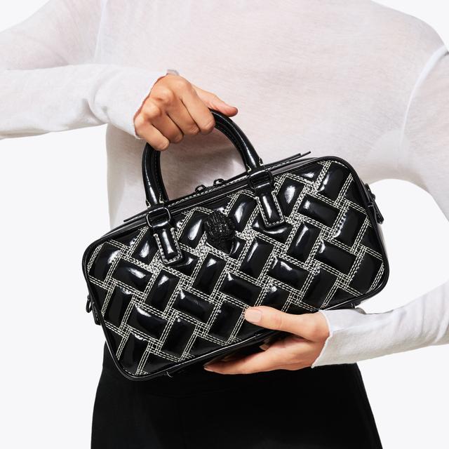 Carvela By Kurt Geiger SM KENSINGTON DUFFLE DR Black White Duffle Bag By KURT GEIGER LONDON