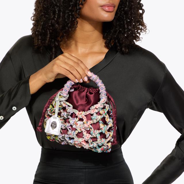 Carvela By Kurt Geiger SM MACRAME CRYSTAL BAG Floral Fabric Crystal Bag By KURT GEIGER LONDON
