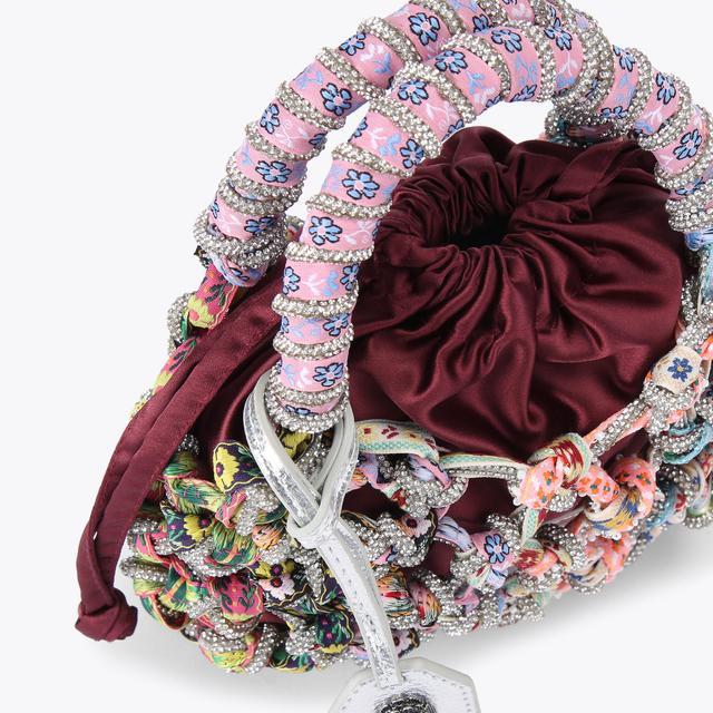 Carvela By Kurt Geiger SM MACRAME CRYSTAL BAG Floral Fabric Crystal Bag By KURT GEIGER LONDON