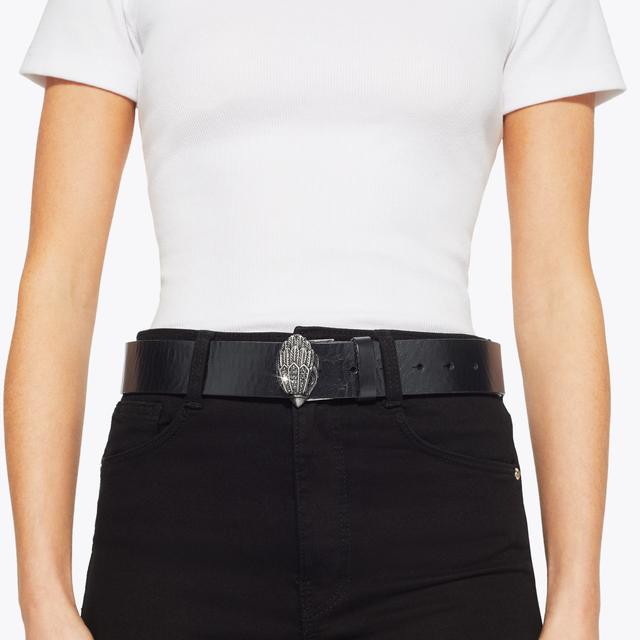 Carvela By Kurt Geiger SMOOTH 38 KENSINGTON BELT Black Leather Belt By KURT GEIGER LONDON